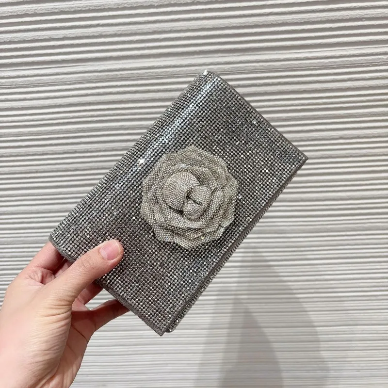 حقيبة يد نسائية أنيقة مع كريستالات Blingbling حقائب سهرة كاملة من حجر الراين كوكتيل رسمي/زفاف/حفلة عيد ميلاد محفظة حجرية #2