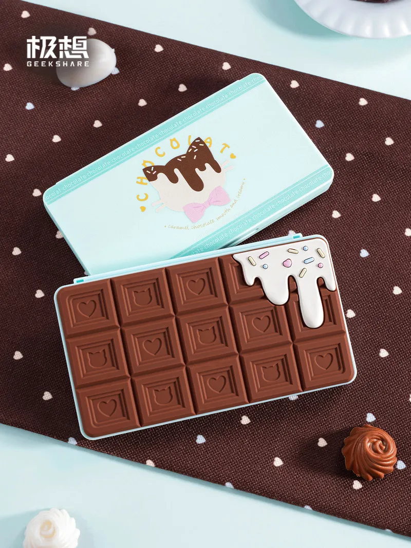 Geekshare Switch Game Card Case 24 Slots Large Capacity Chocolate Cartoon Dustproof Portable For Ns Oled Tf Memory Card