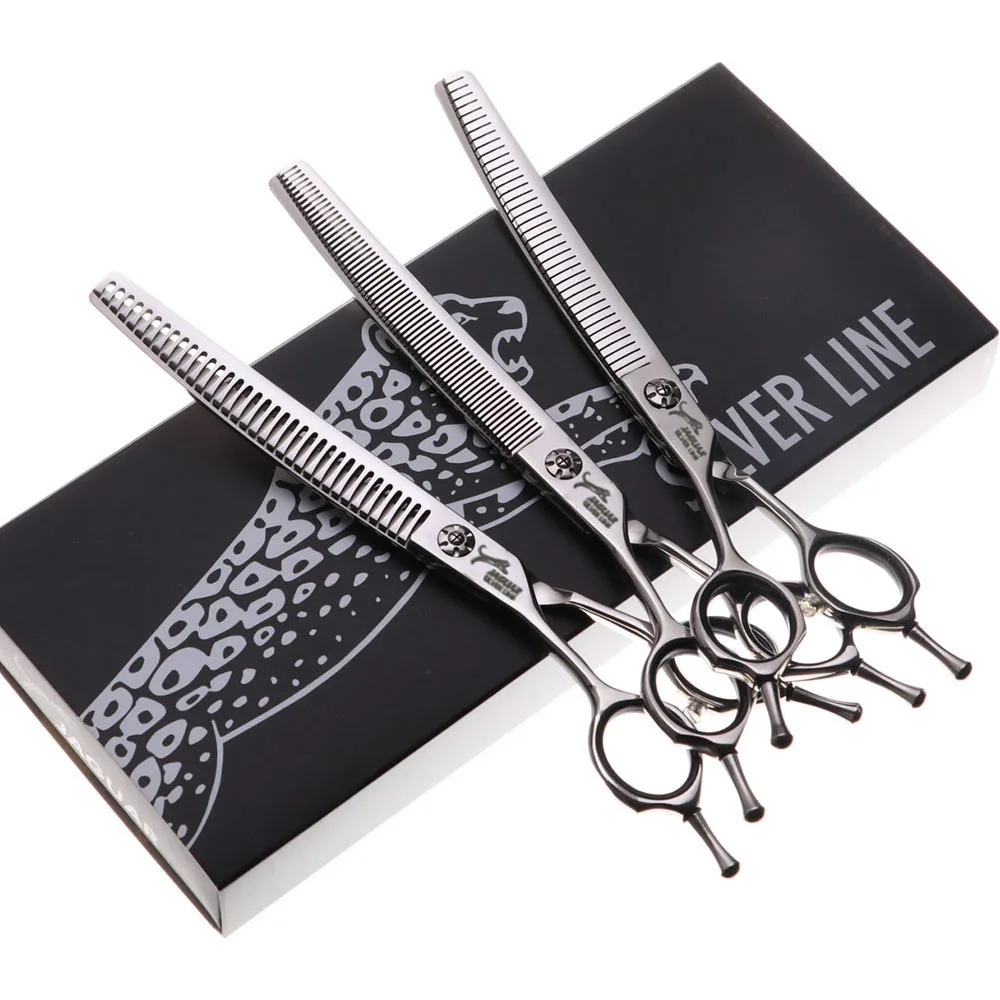 

JP440C high-end 7 inch professional dog grooming scissors left handed curved thinning shears for dog animal hair tijeras tesoura