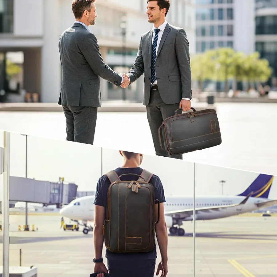 حقيبة ظهر للكمبيوتر المحمول مقاس 15.6 بوصة من Masa Kawa للرجال حقيبة ظهر قابلة للتحويل قابلة للتوسيع حقيبة ظهر كلاسيكية للعمل والسفر #2