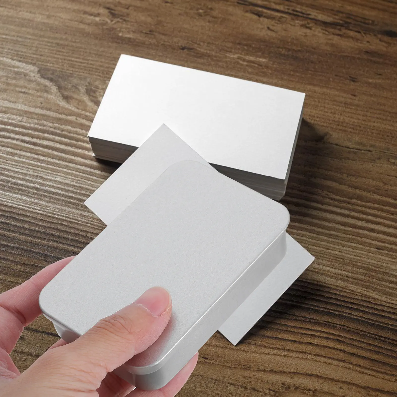 6Pcs Metal Id Card Holder Push Pull Style Credit Business Card Organizer Storage Box Compact Metal Storage Box