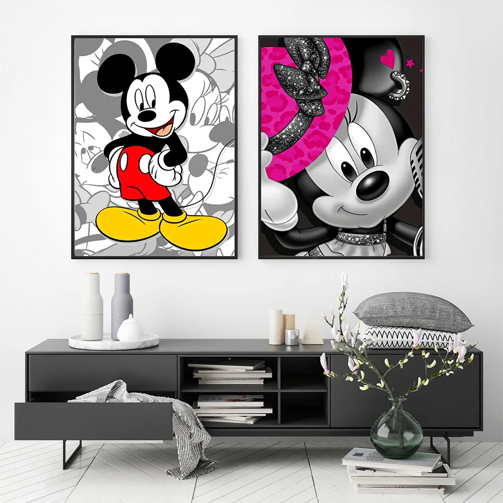 Miniso-Disney Doodle ميكي ماوس رسام حائط ، ملصق فني إبداعي ديكوري لغرفة المعيشة المنزلية ، مطبوعات قماشية لرسومات الأطفال #5