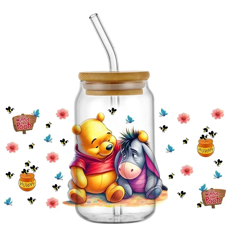 Hand Drawn Donkey Motif UV DTF Transfer Sticker, 16oz Cup Wrap Decal Self Adhesive Label for DIY Libbey Tumbler Craft Decor