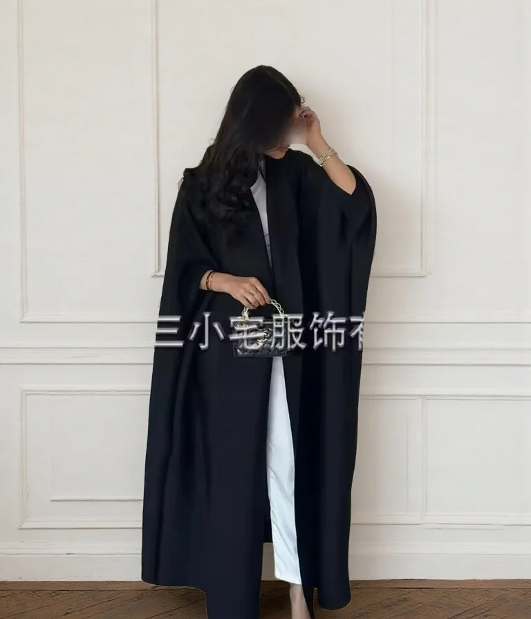 Dames Miyake geplooide Abaya met lange mouwen, print, opvouwbare kraag, robe, cardigan, jas, nieuwe wintermode, origineel ontwerp 2026 - afbeelding 1