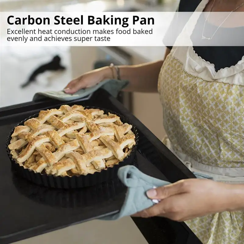 9โโ Non-Stick Tart Pans 2 Packs Deep Pie Pan With Removable Bottom Fluted Round Tart Quiche Pie Pan Carbon Steel Baking Pan Dish