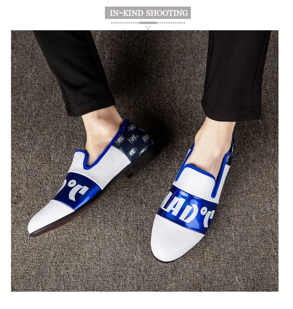 2024 New Men\'s Casual Shoes Fashion Print Modern style Casual Slip on Formal Loafers White Men Moccasins Flat Male Driving Shoes