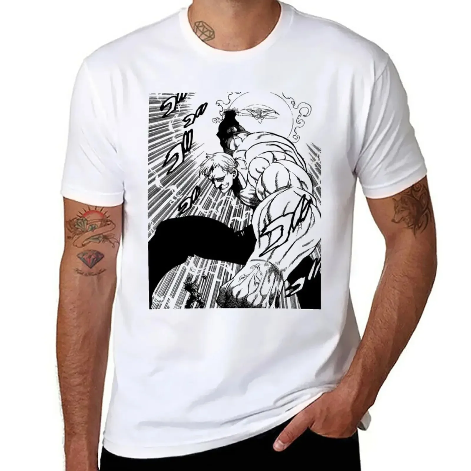 Lion's Sin of Pride, Escanor T-Shirt Summer Print Tops Sweat Mens Graphic T-shirts Funny