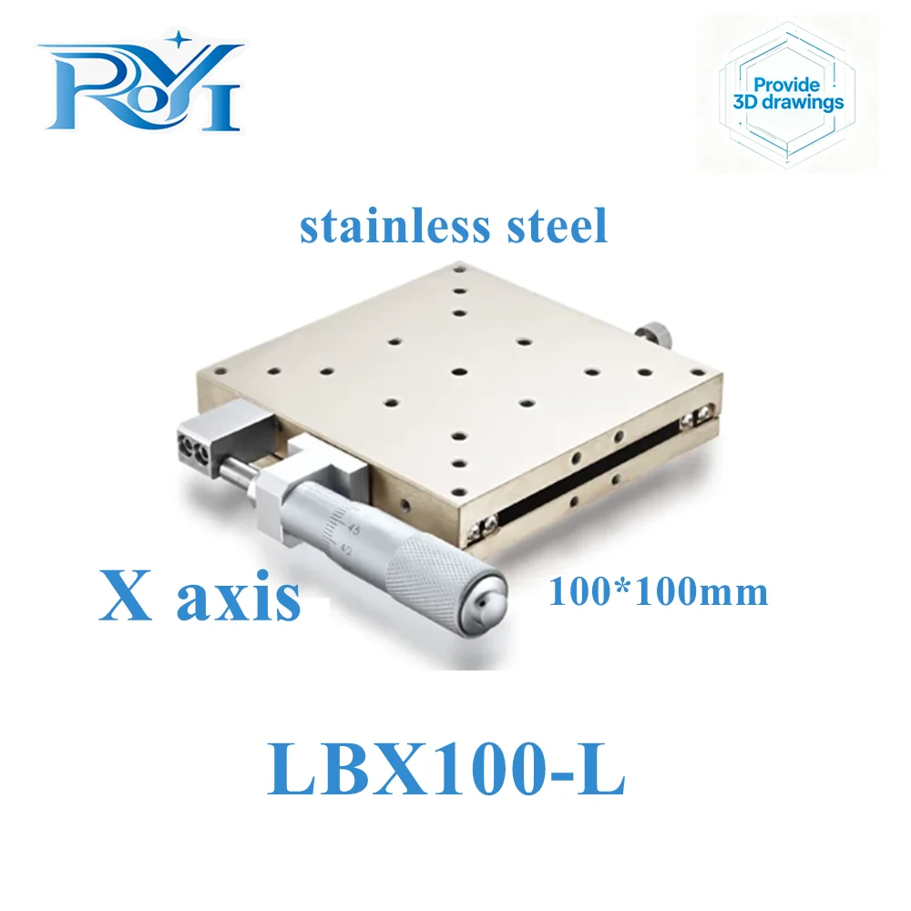 X‑Axis 100mm High-Precision Manual Linear Stage LBX100‑L/CR Stainless Steel Micro Adjustment Displacement Sliding Table Optical