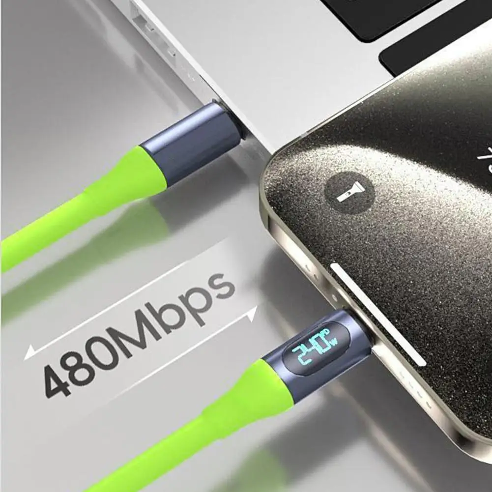 240 W Schnellladung, USB-Typ-C-auf-Typ-C-Kabel, Echtzeit-Leistungsanzeige, schnelles Aufladen, hohe Leistung, geeignet für alle Mobiltelefone