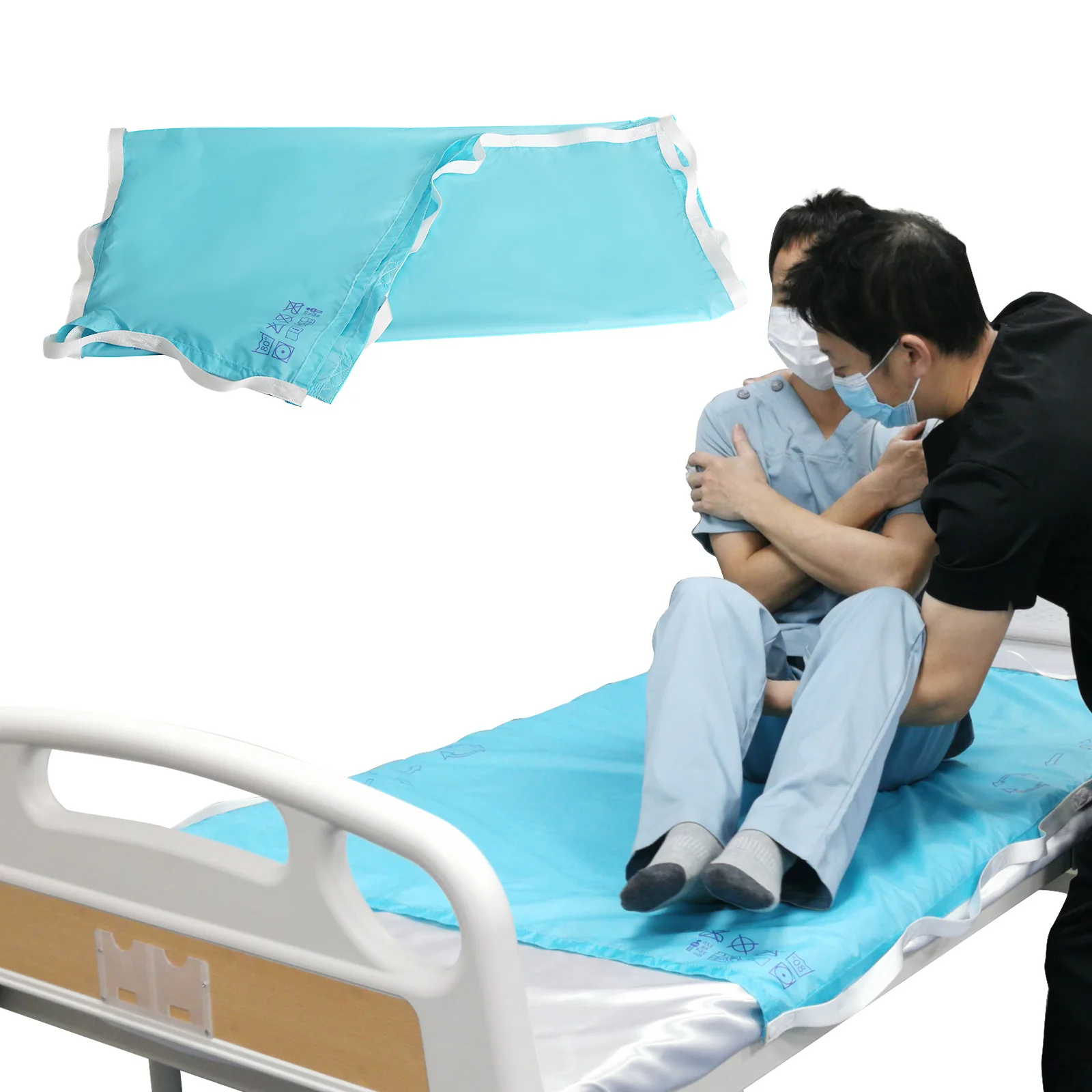 Ehucon Positioning Sheet Waterproof Bed Transfer Slide Sheet with Handles, Reusable Patient Moving Turning Sheet for Patients
