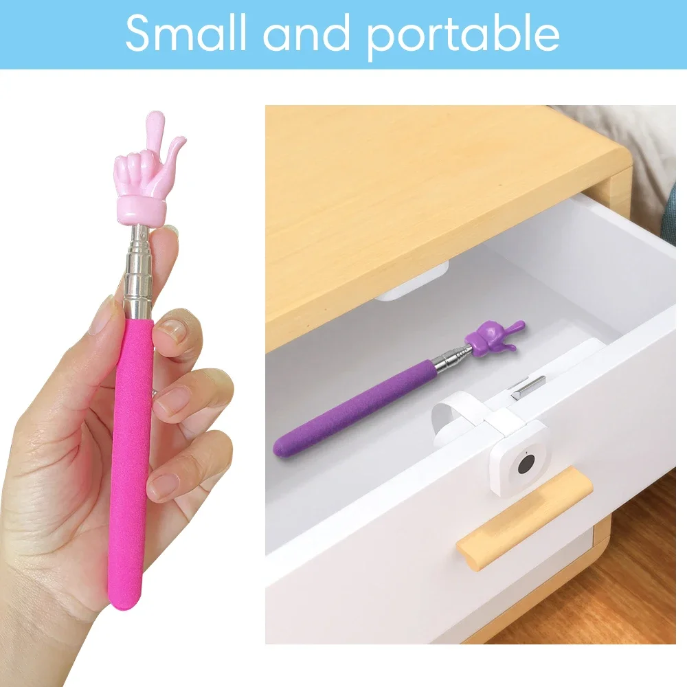 1 ชิ้นสีนิ้วมืออ่านคู่มือการสอนก่อนวัยเรียนเครื่องมือ Retractable Stick การศึกษาการเรียนรู้ของเล่นห้องเรียนไวท์บอร์ดตัวชี้