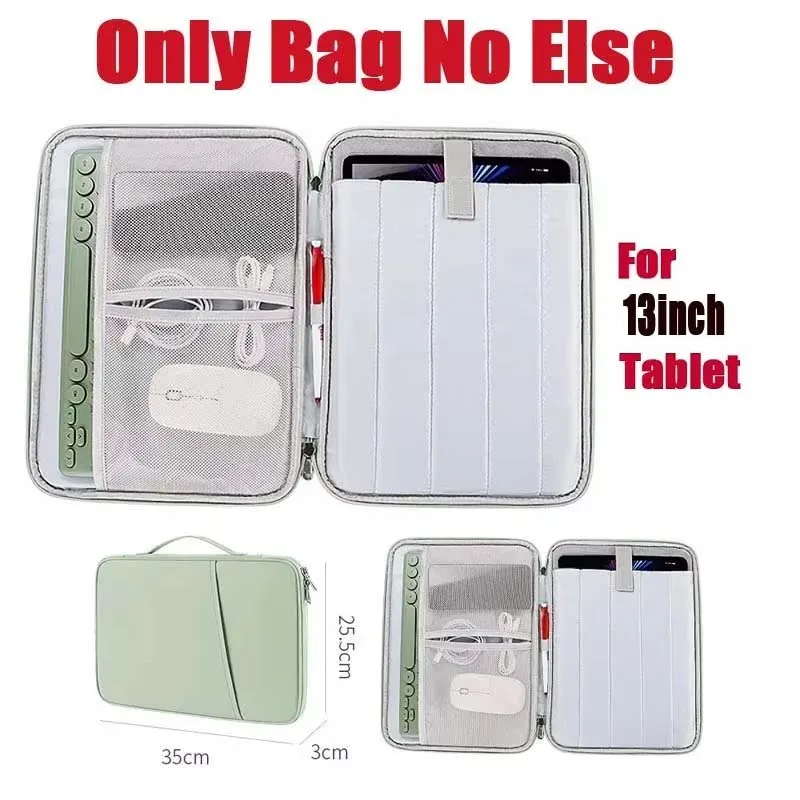 

for Samsung Galaxy Tab S10 FE+ Tablet Storage Bag Universal Waterproof Sleeve Pocket Handle Zip Pouch for Keyboard Carry Case