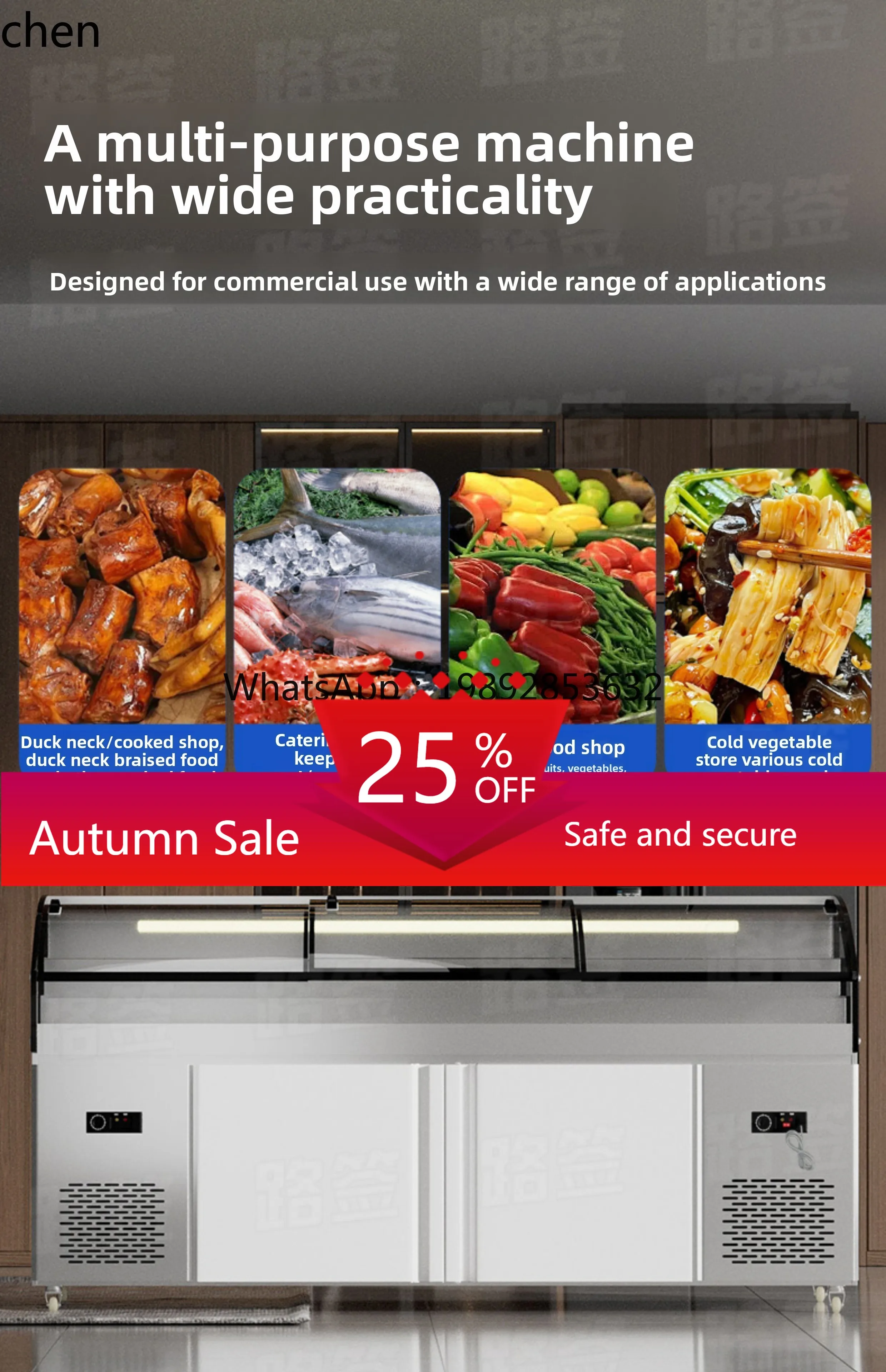 

Commercial Refrigerated Display Cabinet Cooked Food Fresh Keeping Cabinet BBQ String Freezer