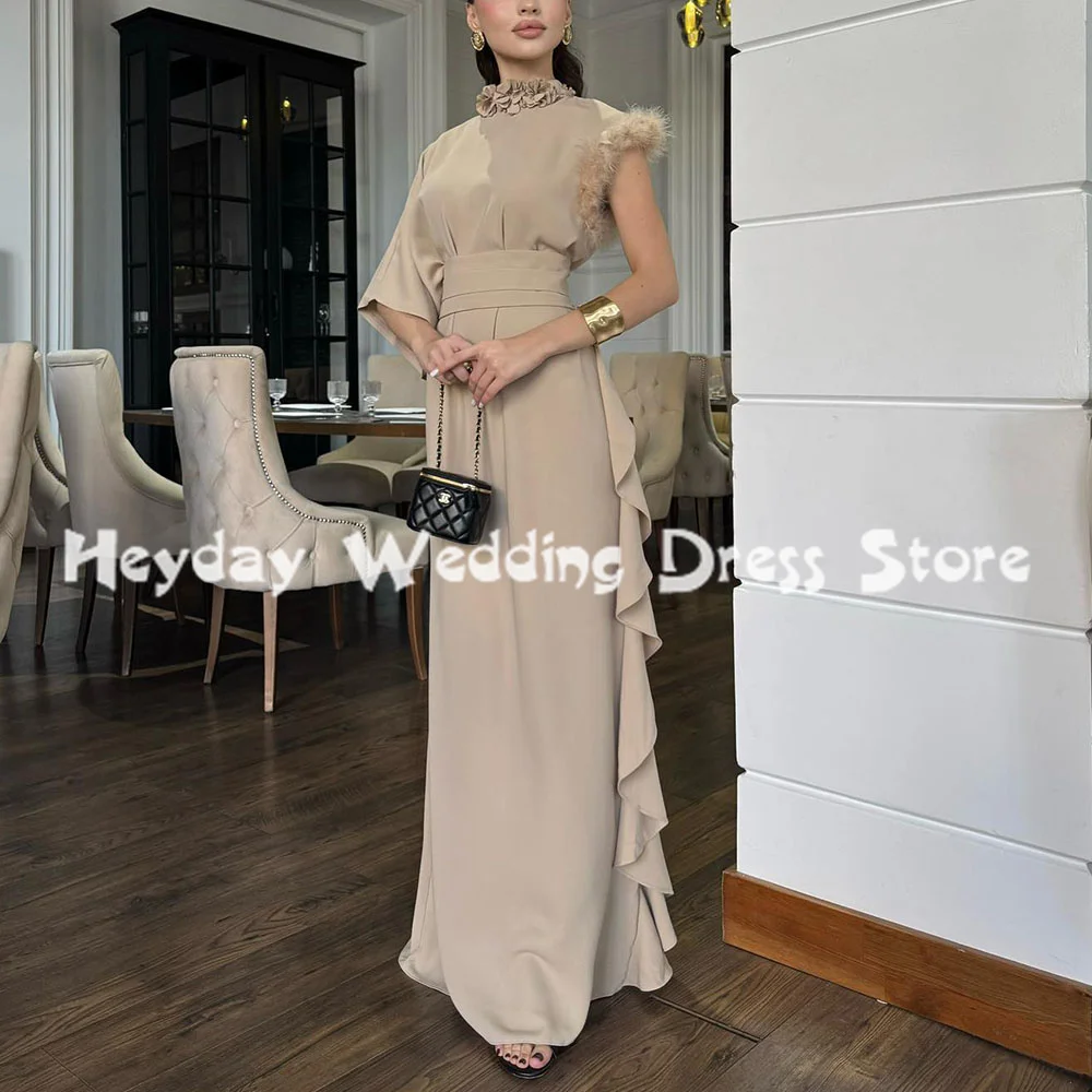 

Heyday женские прямые вечерние платья с круглым вырезом и 3D цветами и оборками с короткими рукавами длиной до пола, вечерние элегантные платья 2025