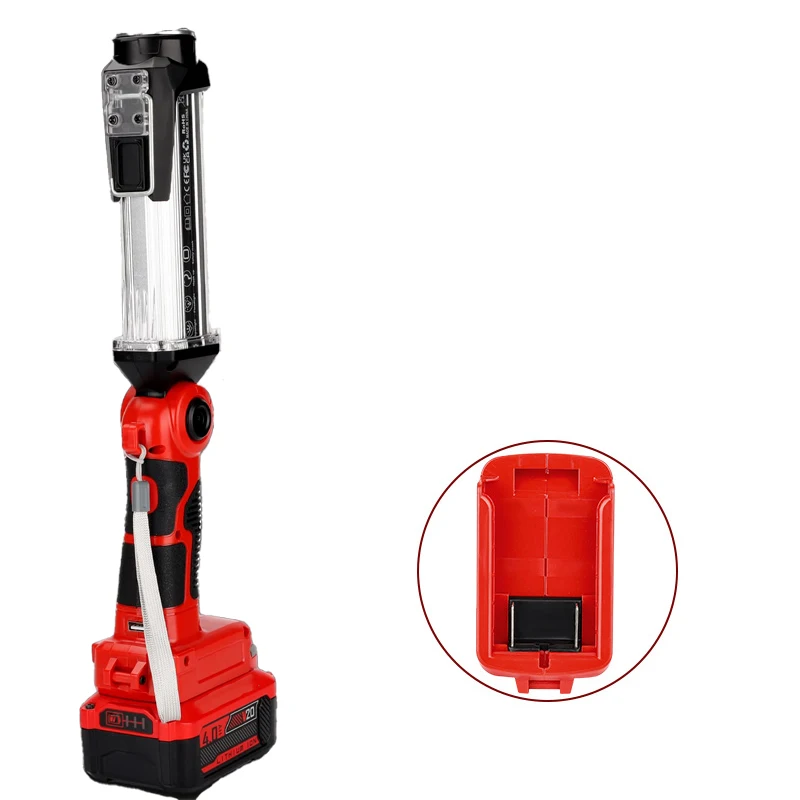 Rechargeable LED Outdoor Work Light Portable Camping Light Flashlight for Craftsman 20V Lithium Batteries for Emergency Lighting