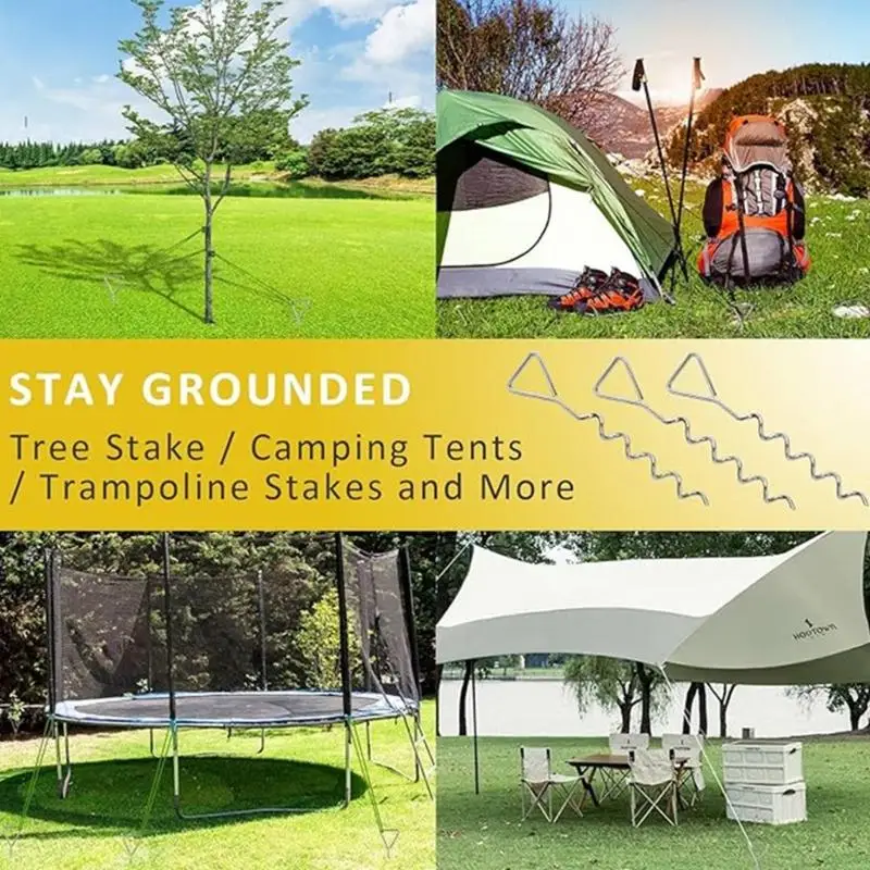 Heavy Duty Ground Holding Stakes Trampoline And Garden Equipment Galvanized Steel 15.8 Inch D2RD