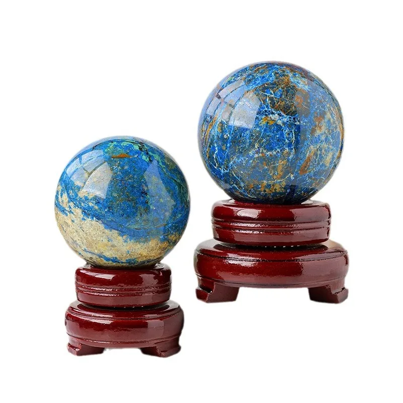PYH natural phoenix blue symbiotic crystal mark grinding energy stone ball home desktop decoration ornament