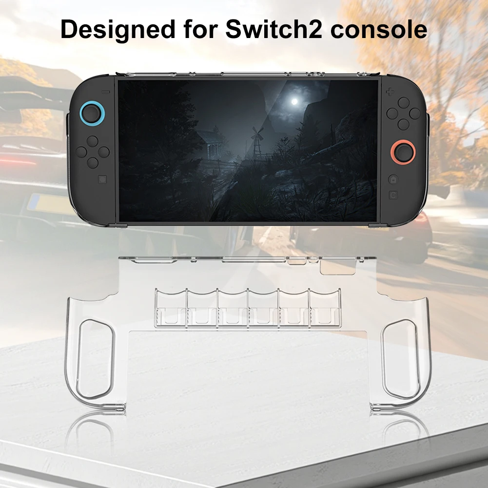 Clear PC Case for Nintendo for Switch 2 Transparent Shell Anti-scratch Protection Sleeve with 6 Game Card Slots Game Accessories