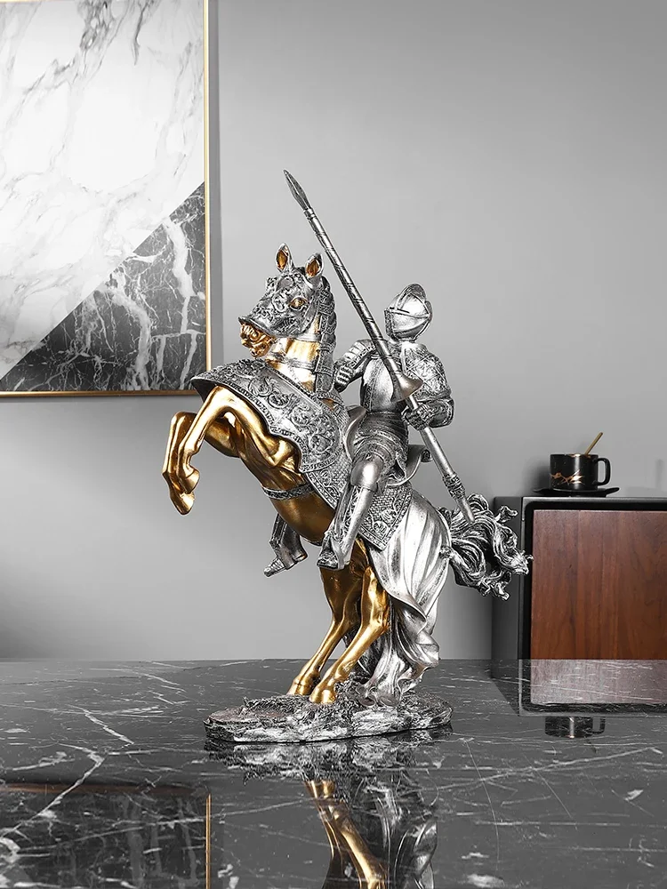 Figurine Creative Gun Knight Soldier Model Decoration Home Living Room Wine Cabinet TV Cabinet Office Desktop Decorations Gift