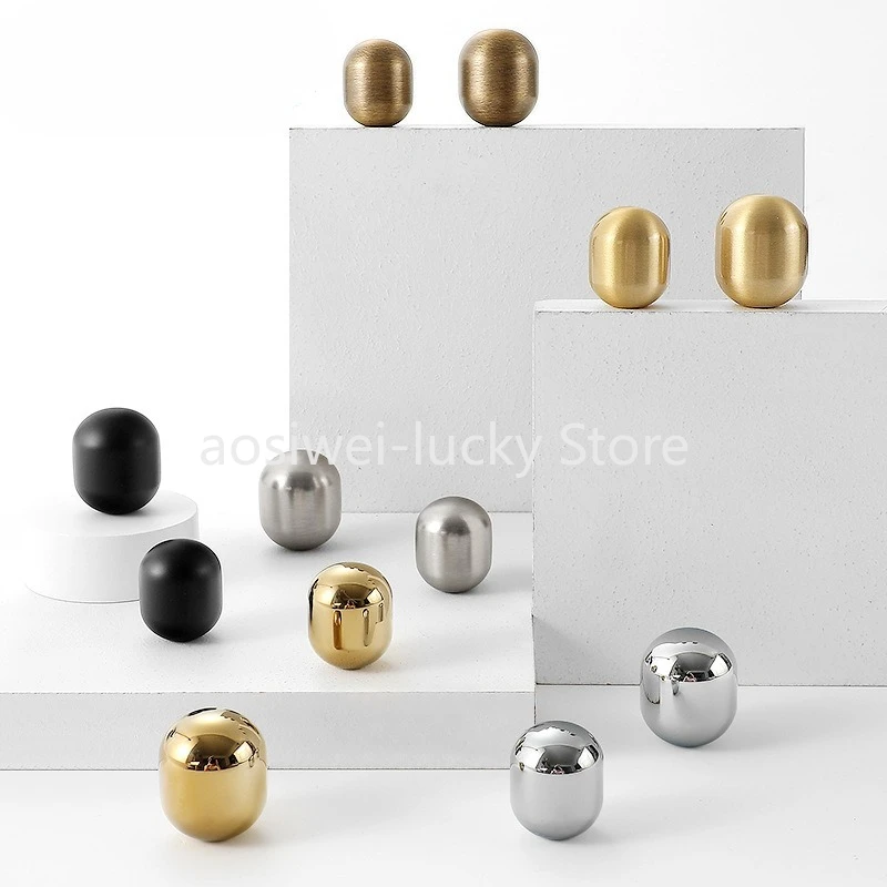 Pure copper round single-hole handle American modern simple gold brass wardrobe cabinet cabinet door vintage handle