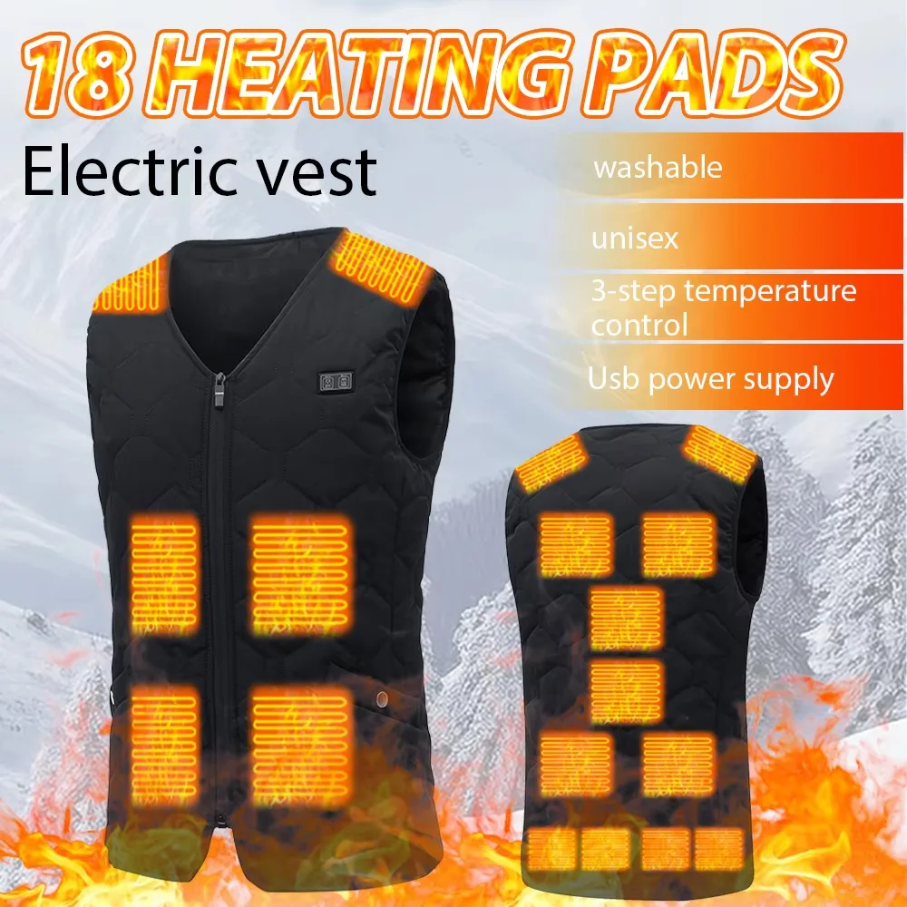 

18 Areas Heated Vest Intelligent Constant Temperature Heating Clothes for Men Women Cotton Vest Fast Self Heated Winter Vest