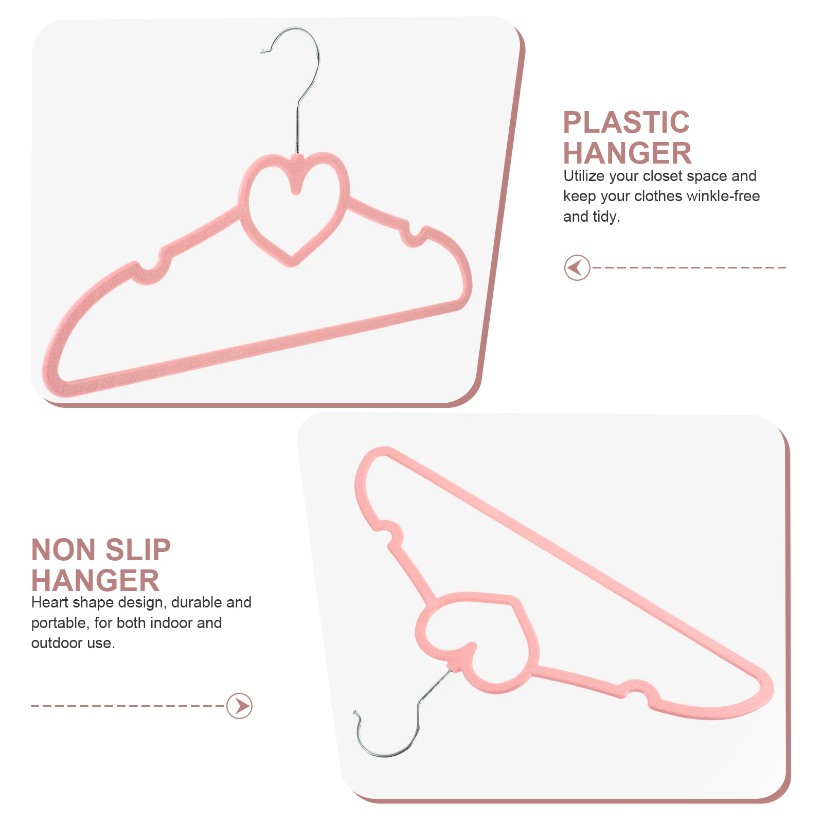 

15pcs Heart Shaped Clothes Hanger Pink Plastic Drying Rack Non Slip Coat Hangers Portable Closet Space Saver Elegant