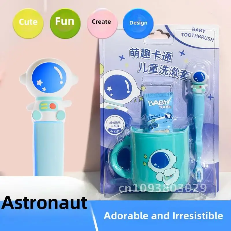 

Children's Oral Care Kit Cartoon Toothbrush Toothpaste Cup Set Dental Hospital Theme Gift for Kids Dinosaur Shiba Inu Spaceman