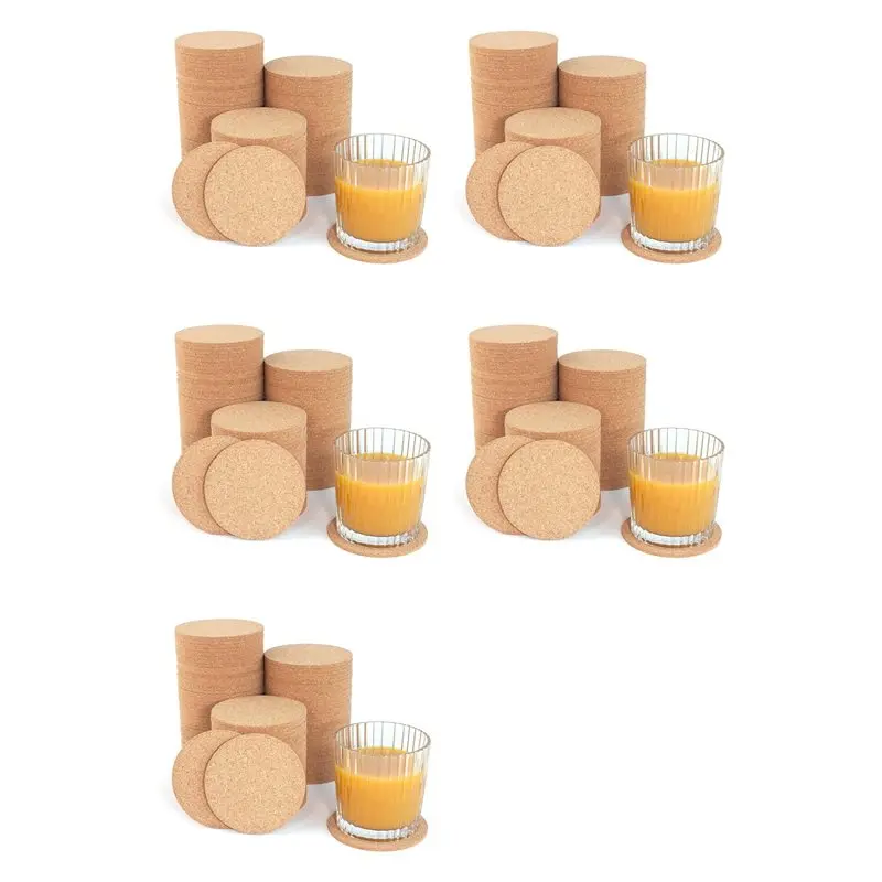 AB42-Cork Coasters Set Of 250- 3.5In Round,Eco-Friendly Drink Pads For Home,Office,Bar,Perfect For Coffee Tables,Desks & More
