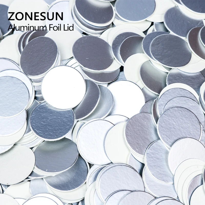 ZONESUN التعريفي ختم مخصص الحجم بلاستك مغلفة الألومنيوم احباط غطاء بطانات 500 قطعة ل PP PET البلاستيكية PS ABS زجاج زجاجات