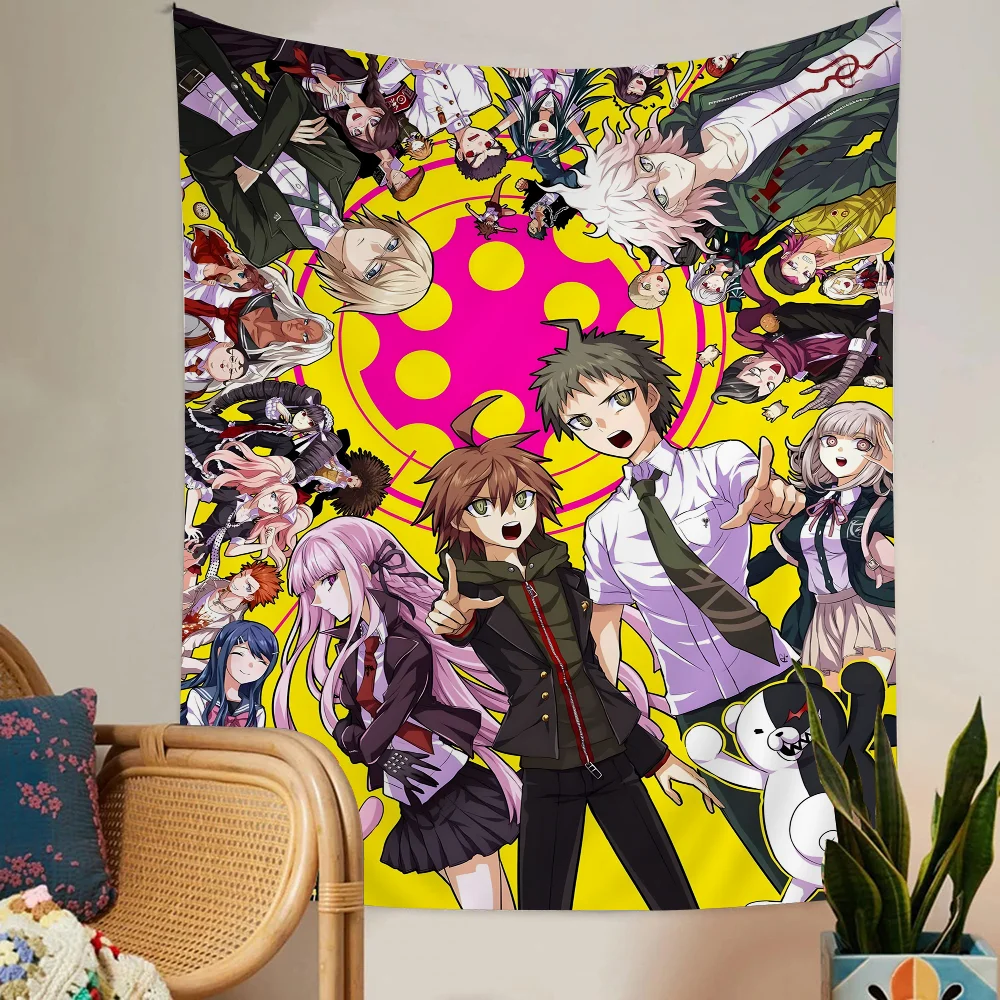 نسيج مخطط ألعاب الرسوم المتحركة الكلاسيكية Danganronpa - يعمل كديكور لغرفة المعيشة/المنزل/النوم، يناسب المساحات المنزلية ذات التركيز الفني
