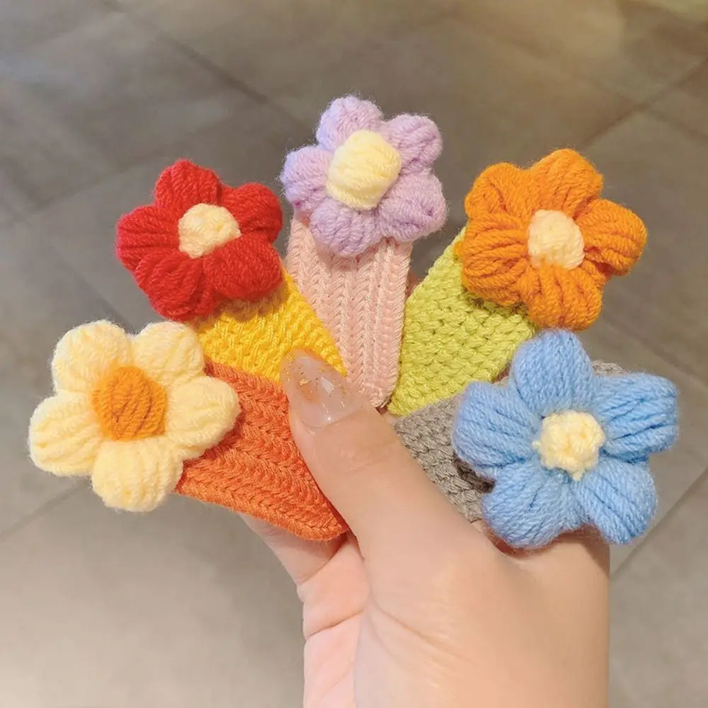 Flower Cotton Doll Hair Pins Hand Knitting Mini Cotton Doll Accessories Korean Style Cute Doll Hairpin Accessories Headwear