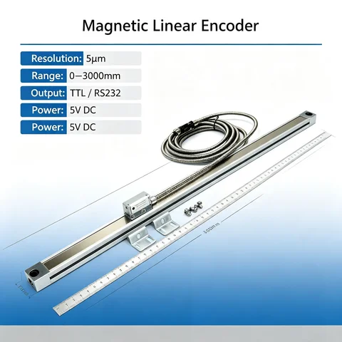 5um High Precision Magnetic Scale Linear Encoder Dustproof Waterproof CNC Machining Magnetic Ruler Compatible with DRO