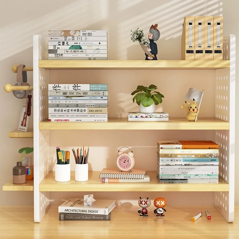 Desktop Shelves Desk Storage Racks Household Multi-layer Book Display Racks Desk Hole Boards Shelves