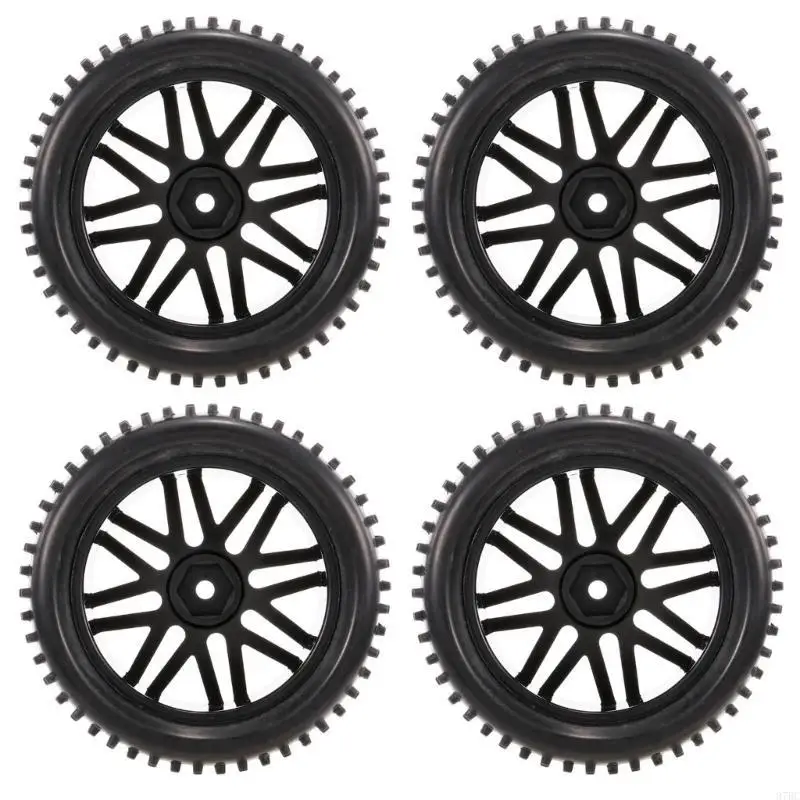 

97BC 1’’ RC Wheel Rims Rubber Wheel Tyres Set Front & Rear with V-Spokes for 1:10 Remote Control Axial-HPI RC 4WD