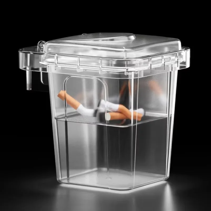 Stainless Steel Wall-hanging Ashtray With Lid Trash Can-shaped Bathroom Living Room Fly Ash-proof Punch-free Bathroom Decoration