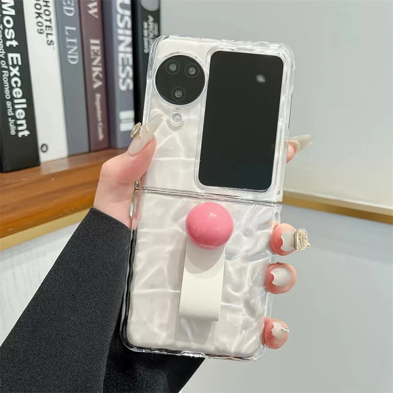 For OPPO Find N3 Flip Wrinkle pattern Transparent Ball Ring Case  For OPPO Find N2 Flip