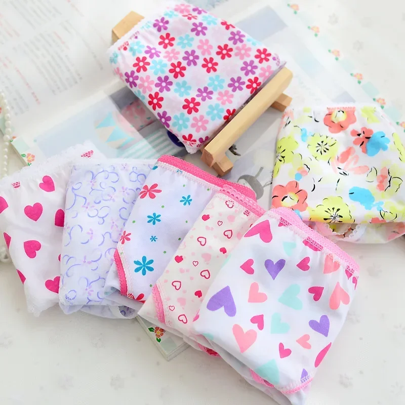 5 Pcs/Lot Cotton Briefs Grils Print Children's Underwear Panties 2-12 Years