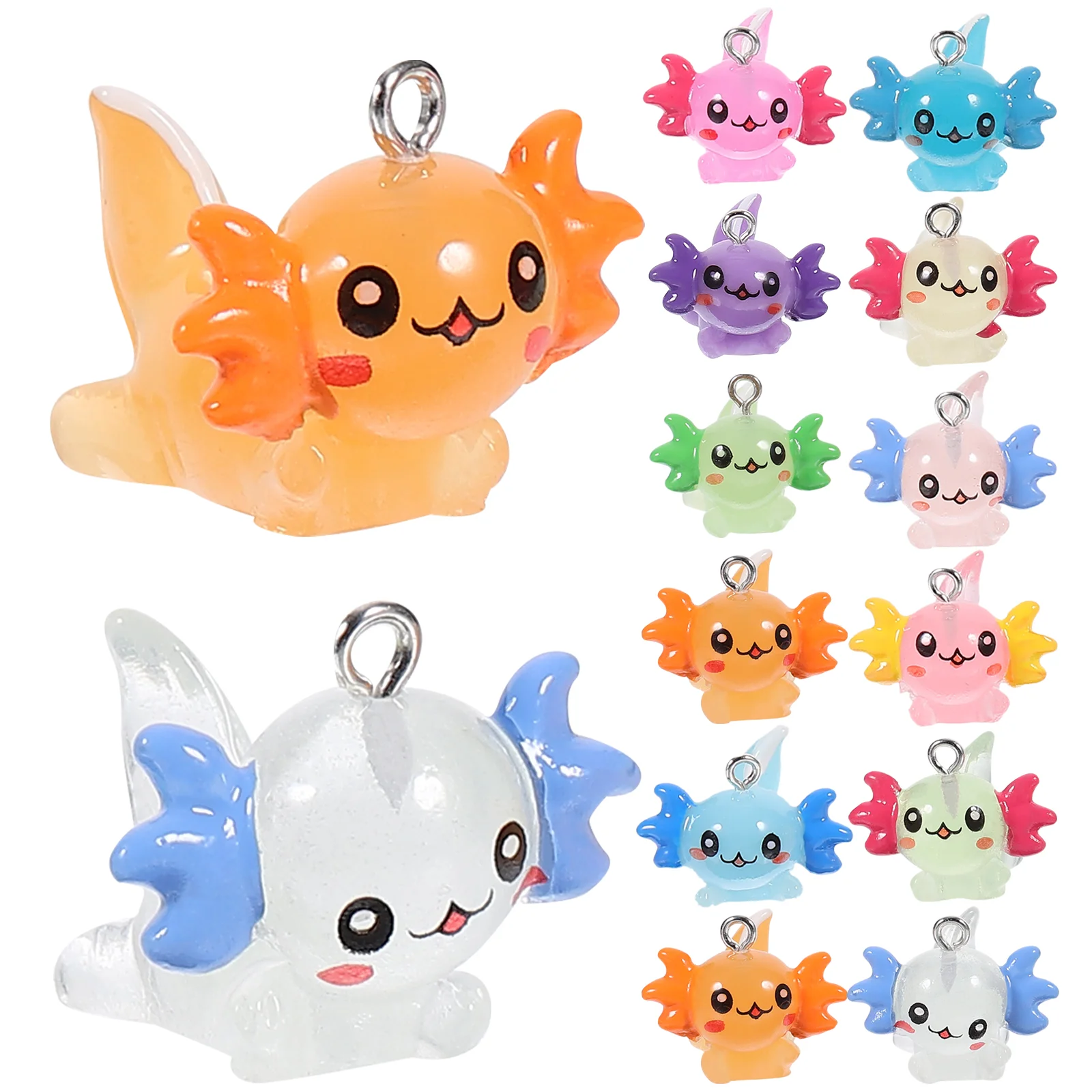 

30 Pcs Cartoon Luminous Pendant Jewelry Making Materials Earring Charms for Toys Resin DIY Finding Crafts Fish