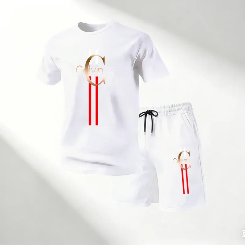 Men Short Sleeved Sport Suit Round Neck Shorts 2 Piece Sets Summer Training&Exercise Set Casual Gym Wear Breathable Jogging Suit