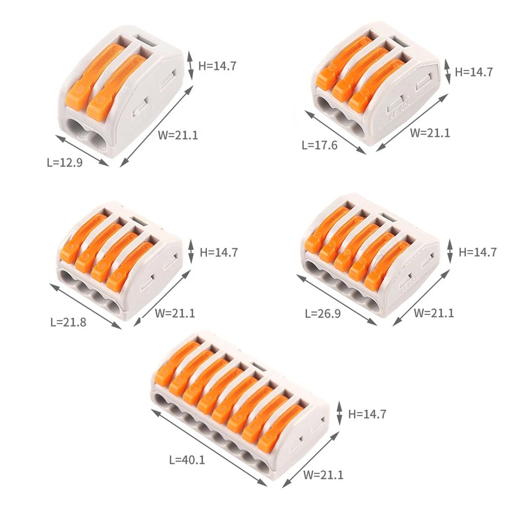 Nut Terminal Block 5PCS Compact Electric Cable Connector 2/3/4/5/8 Hole Reusable Flame Retardant PC Wire Terminal Connector