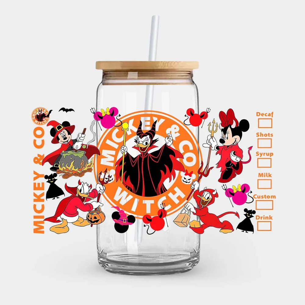 قهوة ميكي ، الهالوين ، اليقطين ، يودا ، ويني ذا بو ، فوق بنفسجية ، ملصق نقل dtf ، ذاتي اللصق ، مصنوع بشكل فردي #5