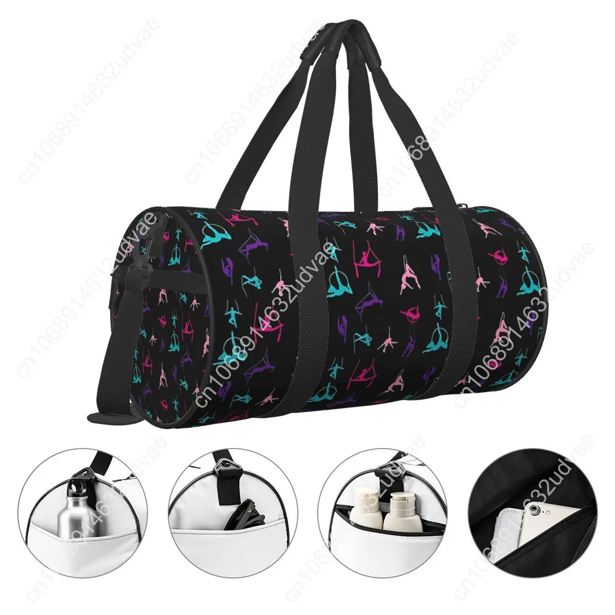 Gymnastics Girl Colorful Pattern Modern Sport Sport Bags with Shoes Gym Bag Waterproof Couple Handbag Training Fitness Bag