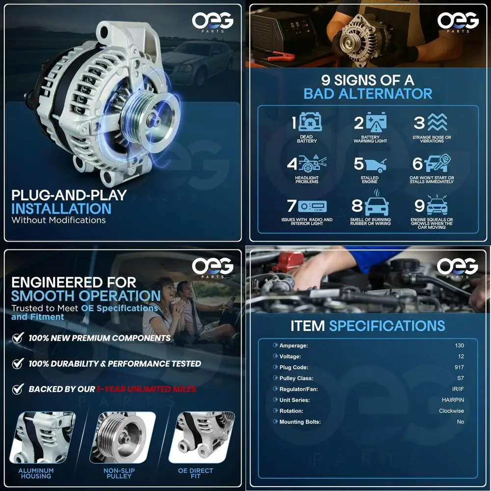 

Новый генератор переменного тока OEG, совместимый с Toyota Tacoma V6 4.0L 2005-2015, 4Runner V6 4.0L 2003-2009 27060-0P010, 27060-0P020, 27