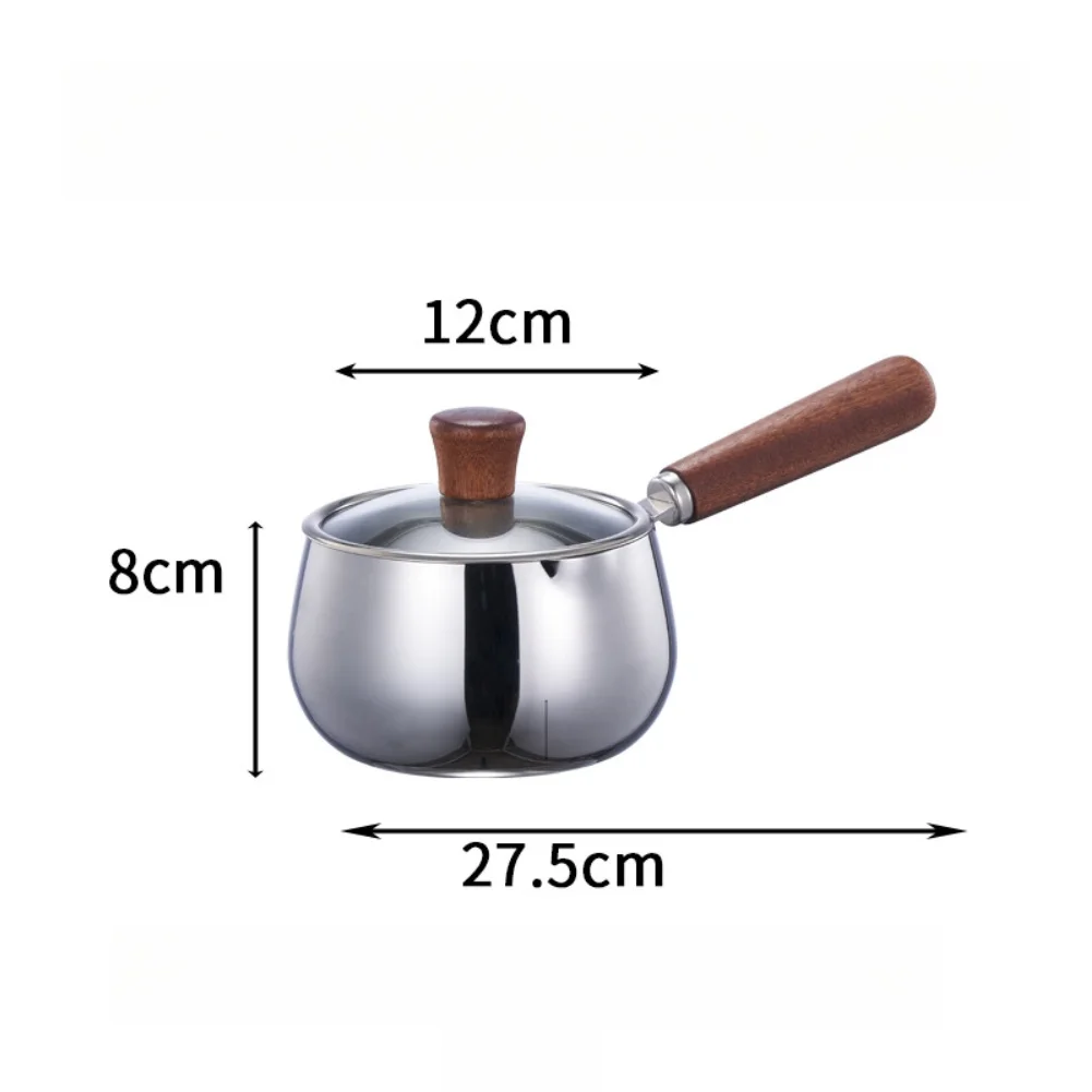 304 Stainless Steel Baby Bottle Feeding Pot with Wooden Handle Smart Pour Spout and Internal Markings for Accuracy
