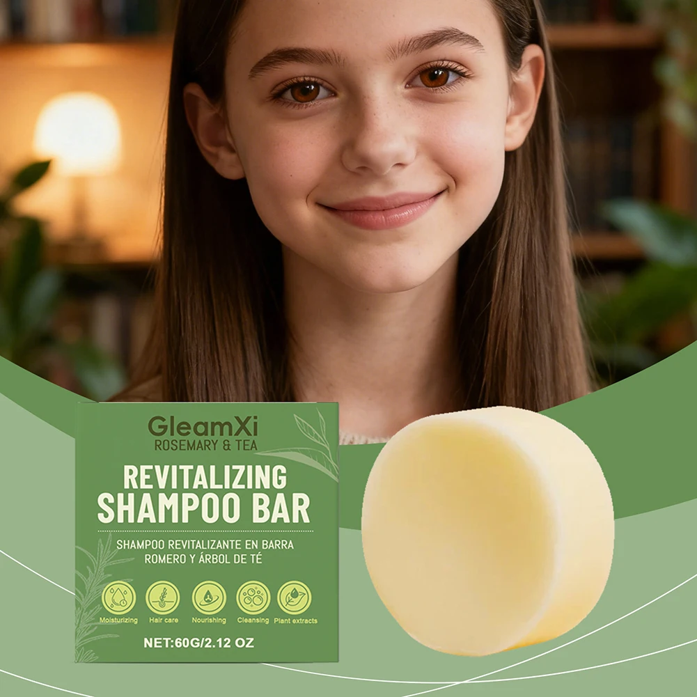 60g Rosemary Tea Shampoo Bar,Dry Hair Moisturizing Shampoo Bar,Refreshing Solid-Shampoo For Oily Scalp Home Spa Hair Treatments