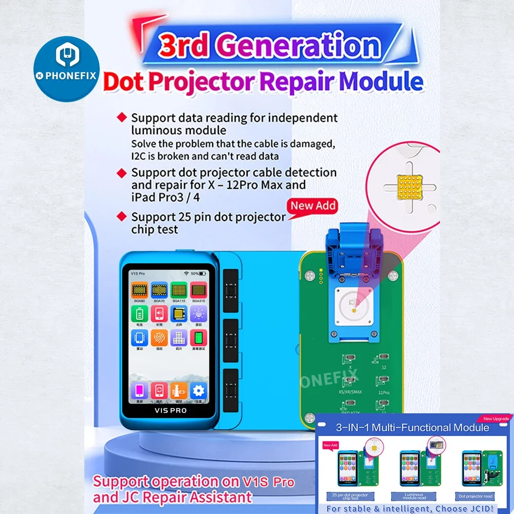 JC Generasi Ketiga Modul Deteksi Dot Matriks dengan Soket Pengenalan Wajah Dot Proyektor Kabel Fleksibel Baca Tulis untuk iPhone X-12Promax iPad A12X