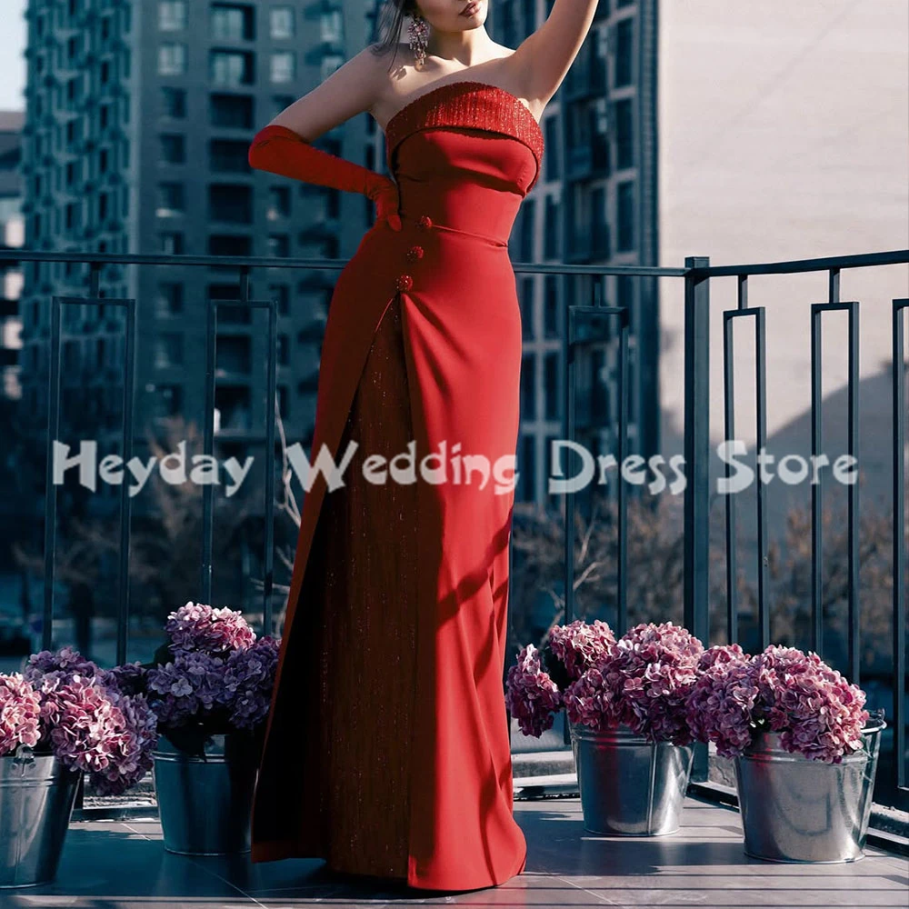 

Heyday Women's Strapless Straight Button Evening Dresses Sleeveless With Long Gloves Floor-Length Elegant Party Dresses 2025