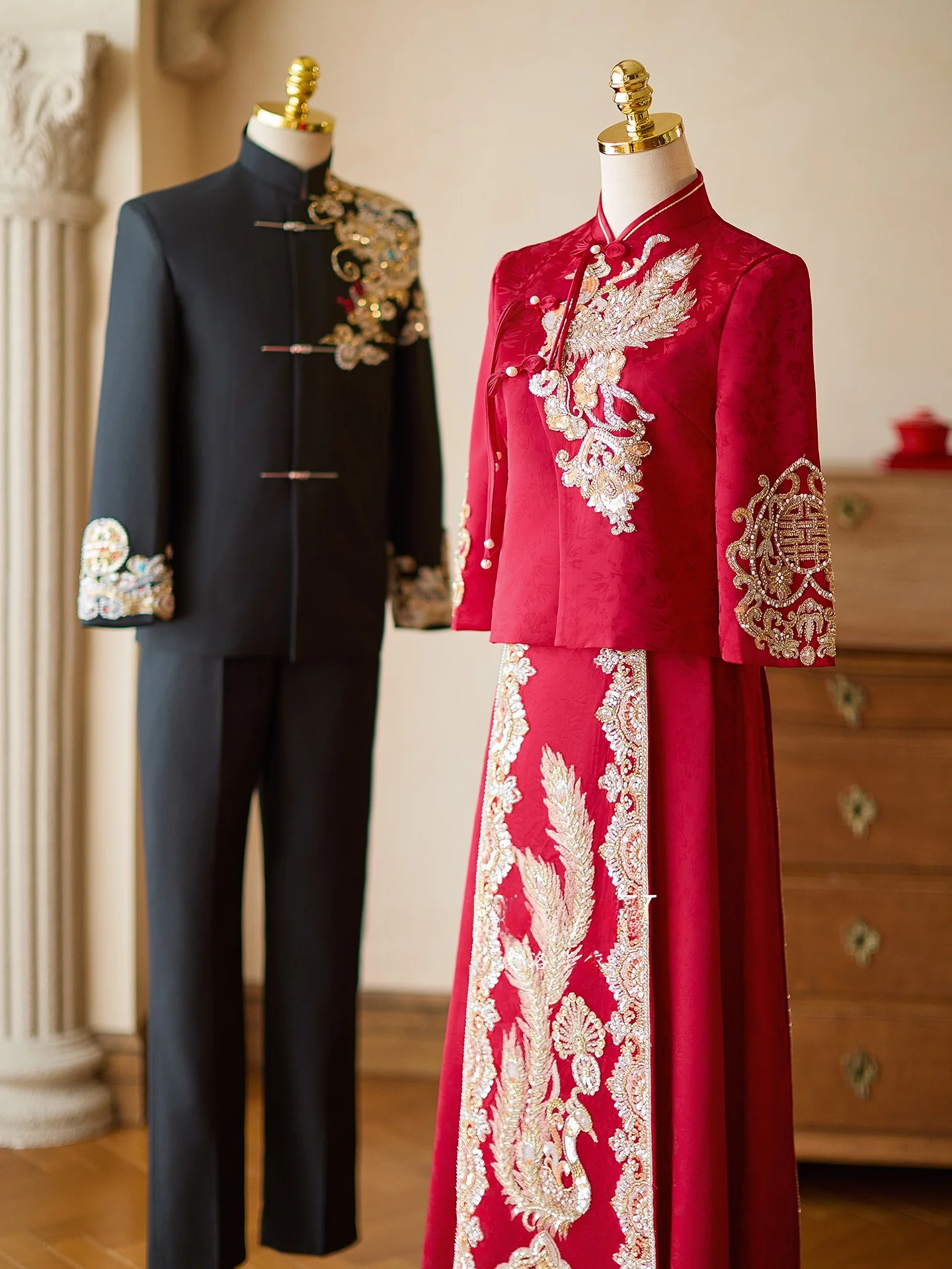 

New Chinese Sle Wedding Dr Long Sve Red Qipao Engagement Return Home Ceremony Cusizable Bridal Gown Vintage Ele