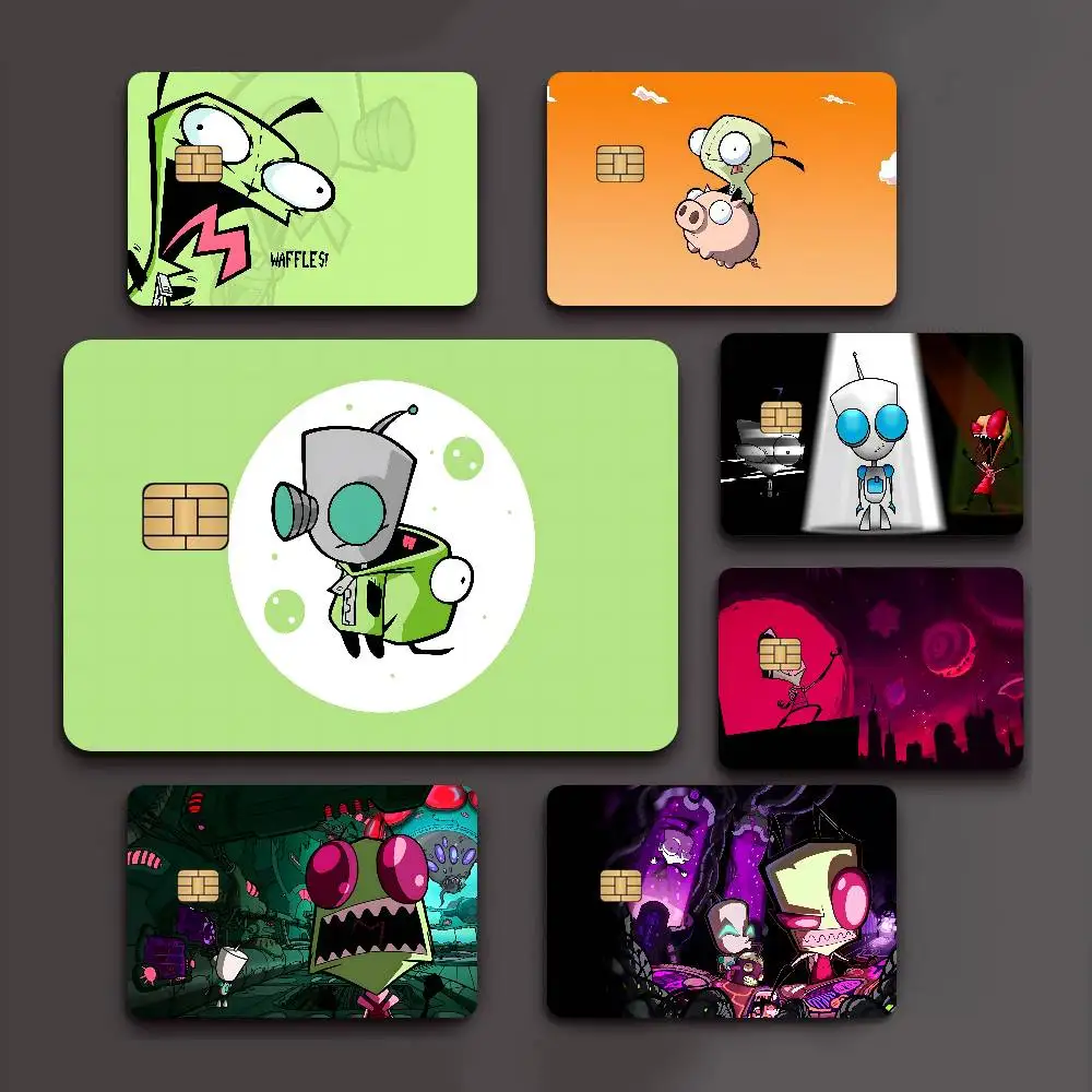 Bizarre FUN I-Invader Zim Anime Young Creidt Card Debit Card Sticker Film Case Front Tape for Small Big Chip No Chip