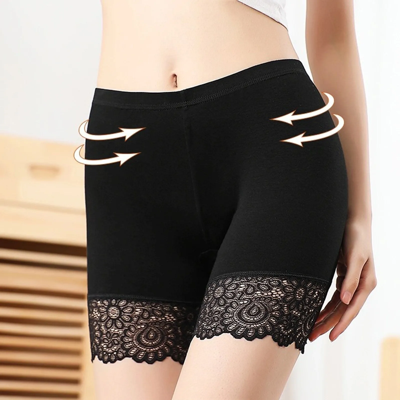 Women Seamless Underwear Shorts Soft Cotton Safety Short Pants Female Sexy Lace Black Boxers Women Boyshort Panties Shorts